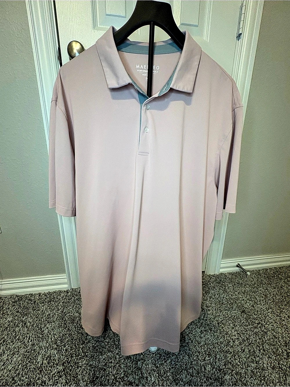 Maelreg Performance Polo Men's Pink Short Sleeve Golf polo